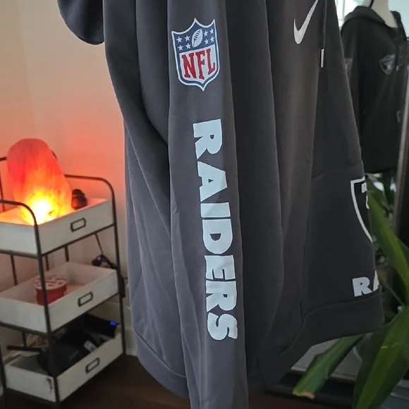 "Nike" Gray Raiders Lace-Up Hoodie - Picture 2 of 4